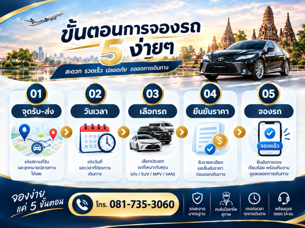 ขั้นตอนการจองเหมารถอยุธยา